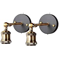 Apliques de pared vintage industrial Cobre El Cabeza Luces de pared Ajustable E27 Socket para la casa- bar- restaurantes…